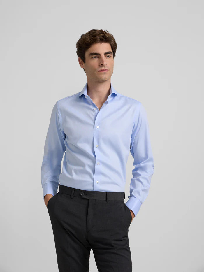 CAMISA DE VESTIR EN ESPIGA DE ALGODON SLIM FIT