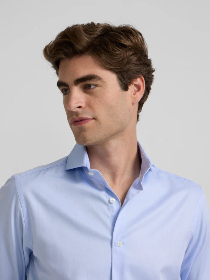 CAMISA DE VESTIR EN ESPIGA DE ALGODON SLIM FIT