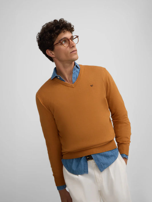 SILBON JERSEY ALGODON CUELLO PICO MOSTAZA
