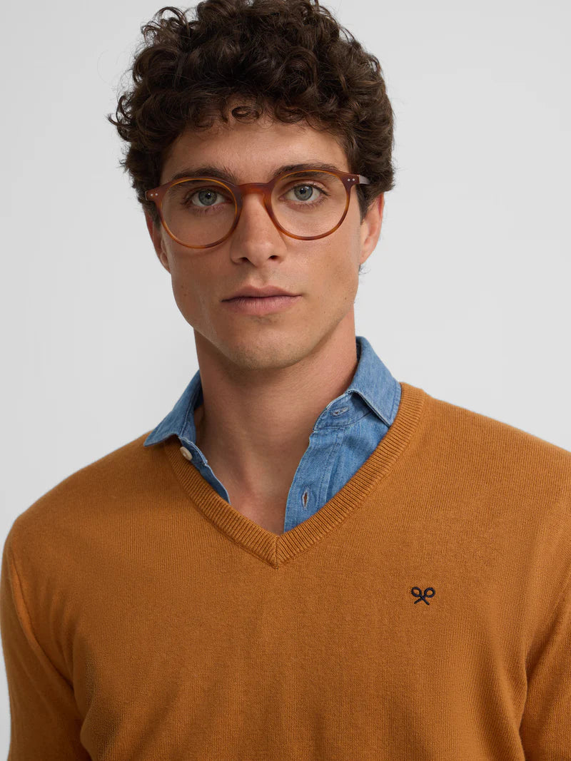 SILBON JERSEY ALGODON CUELLO PICO MOSTAZA