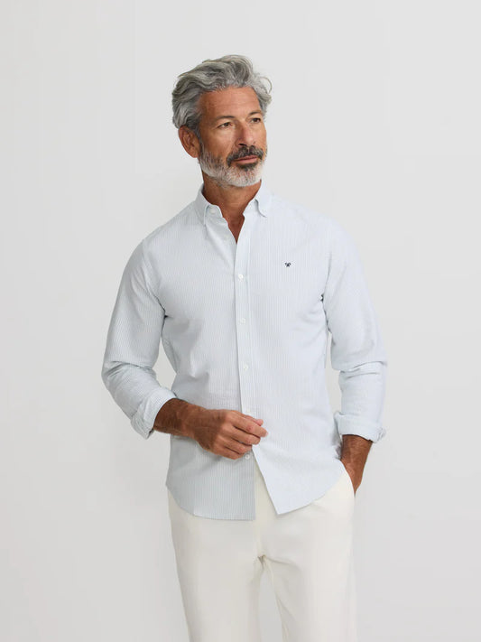 SILBON CAMISA PUNTO OXFORD A RAYAS VERDES