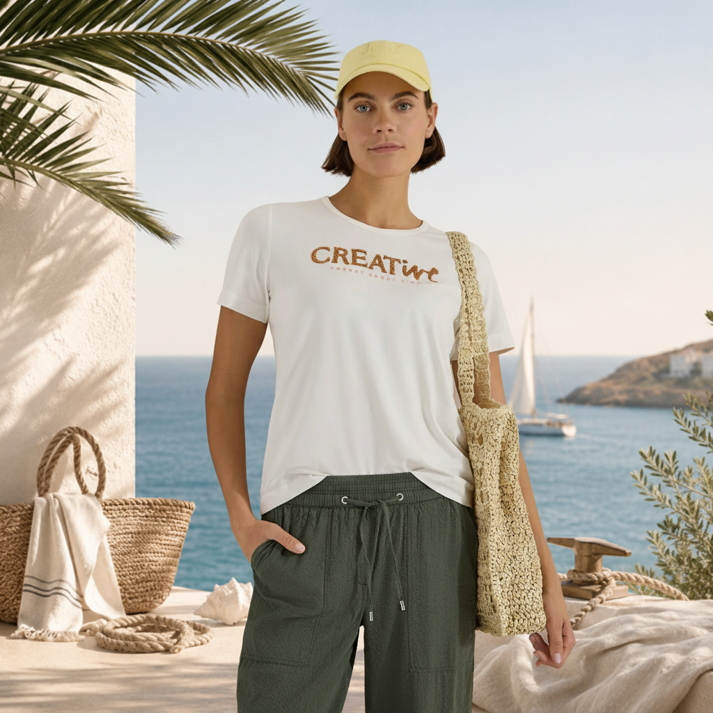 CAMISETA MANGA CORTA TEXTO PURPURINA CECIL