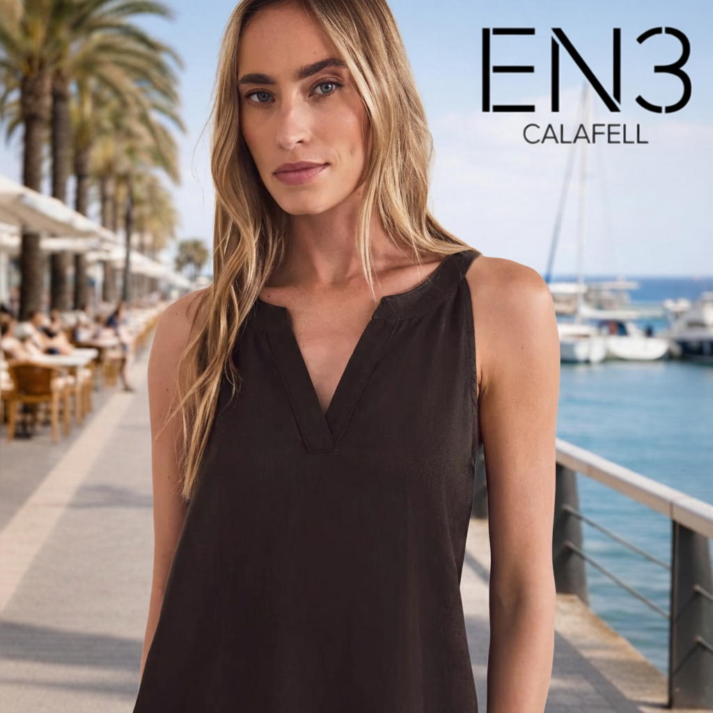 STREET ONE VESTIDO DE LINO ESCOTE EN V