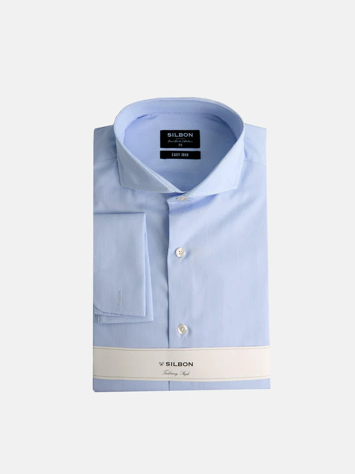 CAMISA DE VESTIR EN ALGODON Y RAYAS AZULES