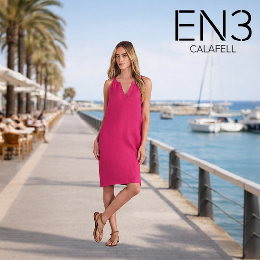 STREET ONE VESTIDO DE LINO ESCOTE EN V