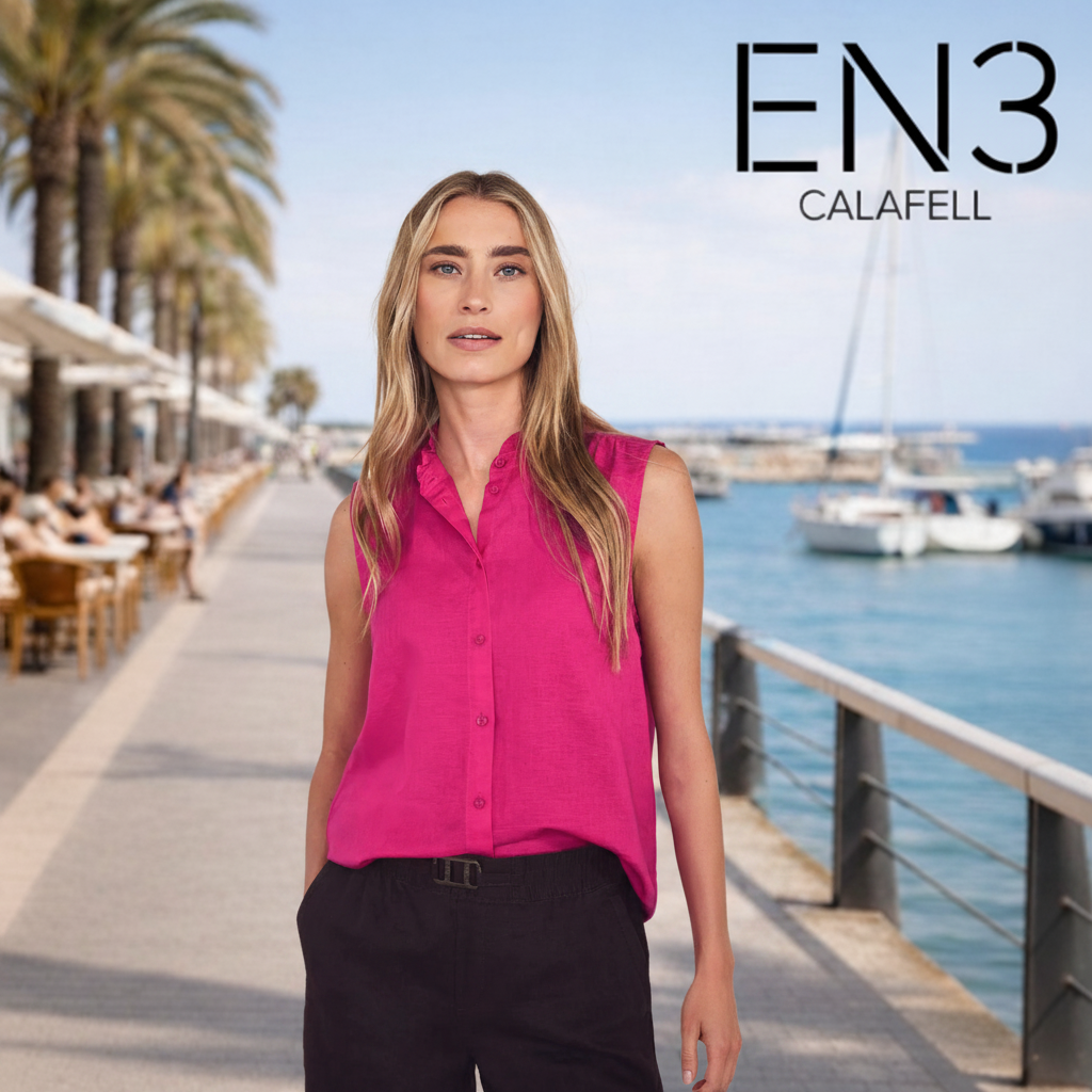 STREET ONE BLUSA DE LINO CUELLO CON VOLANTES