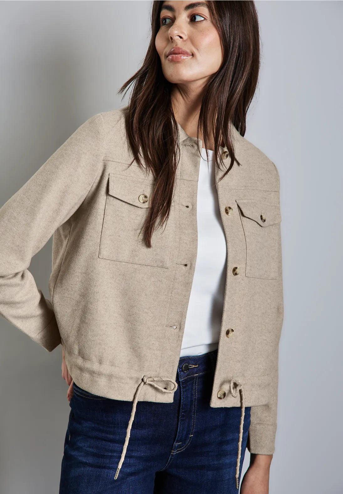 CHAQUETA ASPECTO LANA ELEGANTE EN BEIGE
