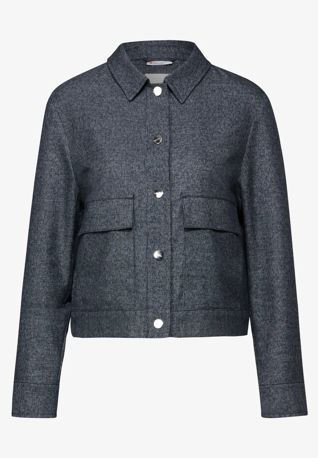 CHAQUETA CORTA MELANGE CON BOLSILLOS