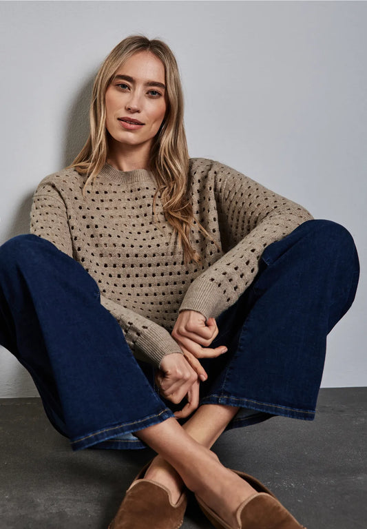 STREET ONE JERSEY CALADO MARRON DE ALGODON