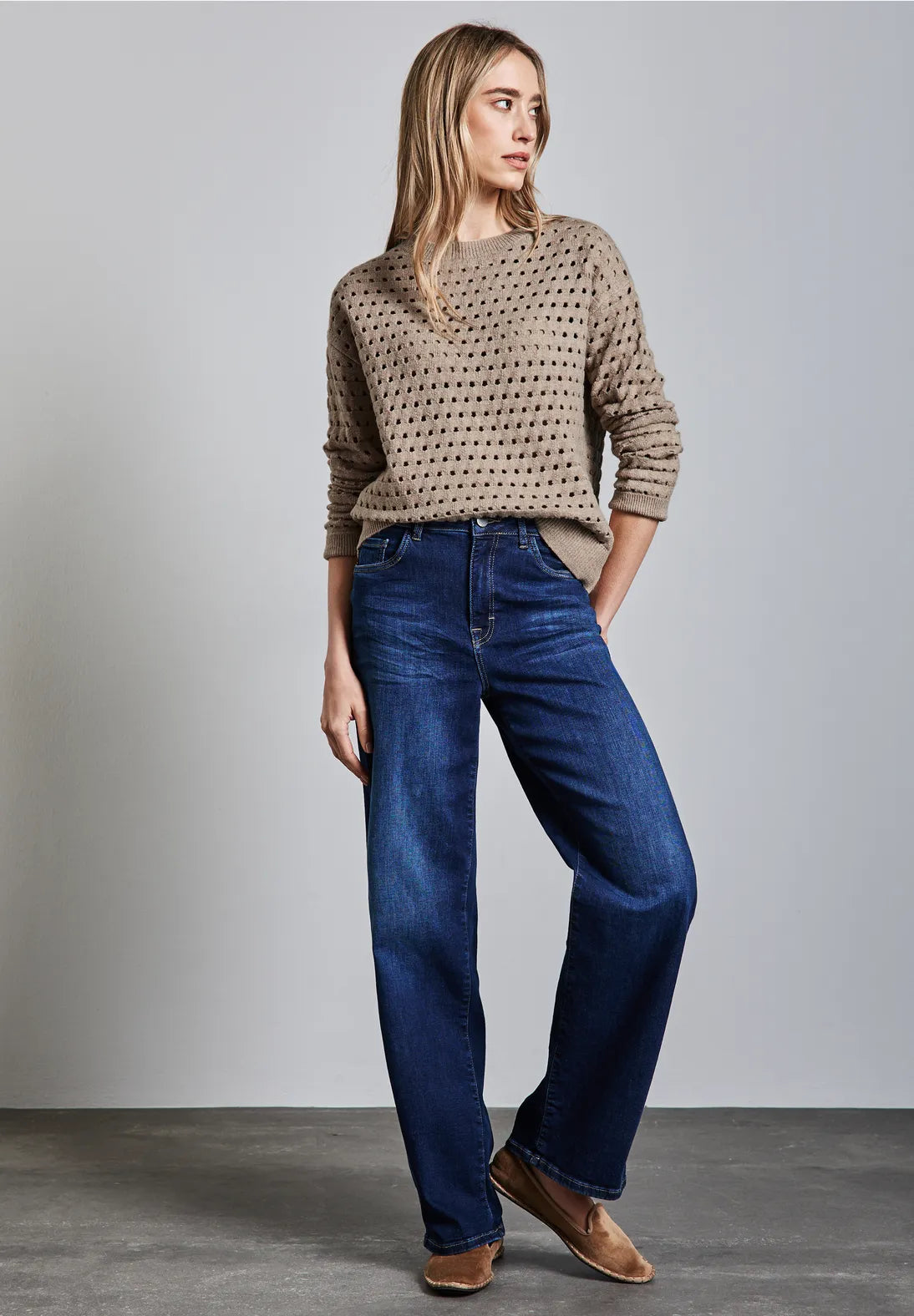STREET ONE JERSEY CALADO MARRON DE ALGODON