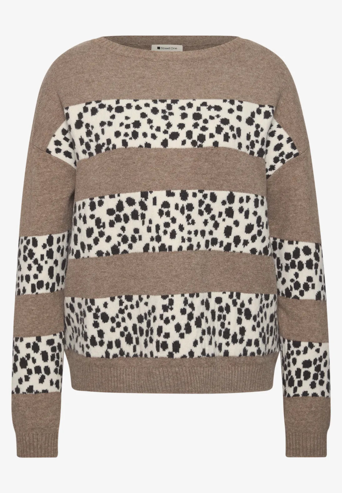 jersey color beige detalles animal print. EspritCalafell