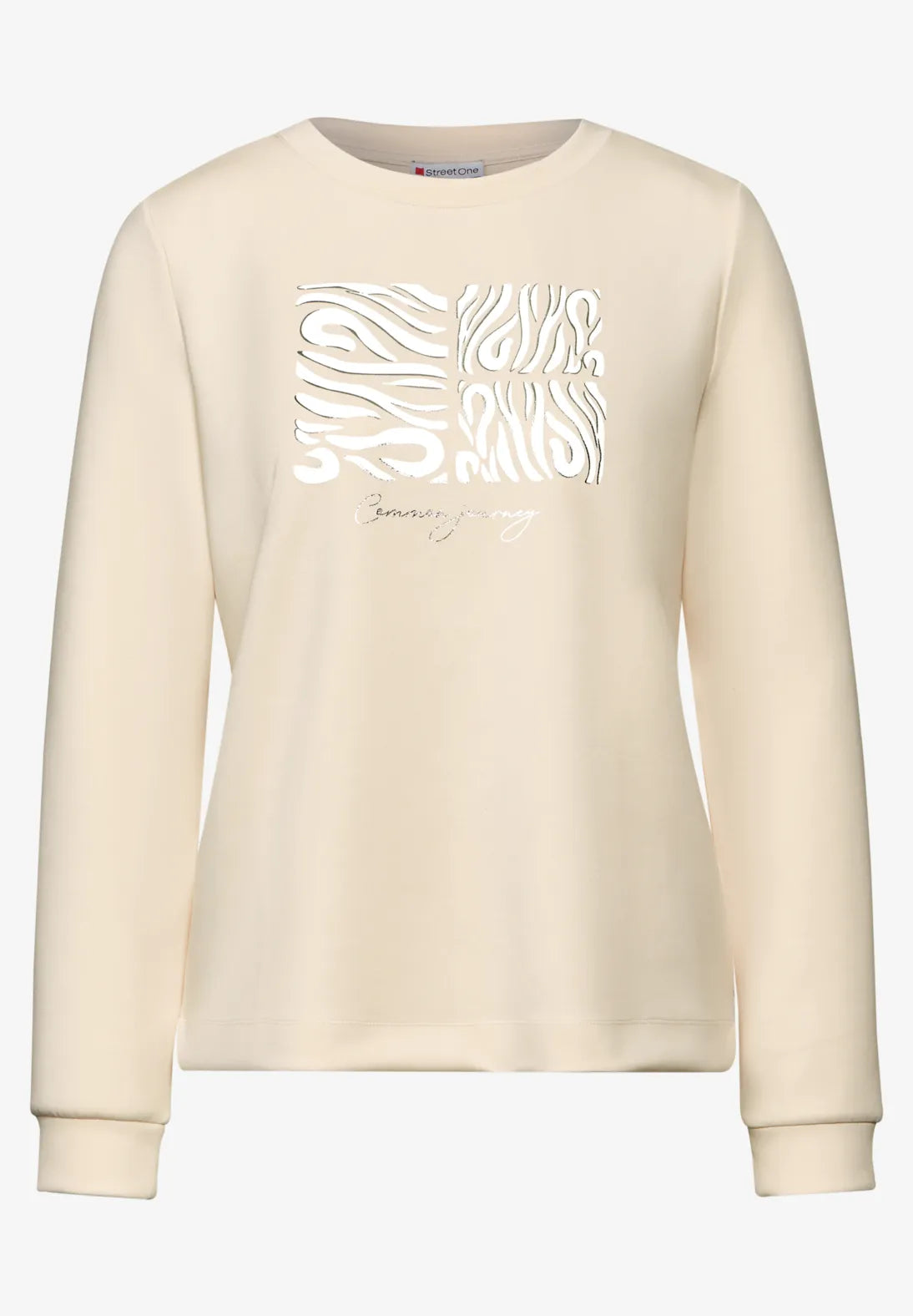 SUDADERA MANGA LARGA BEIGE PRINT BRILLANTE