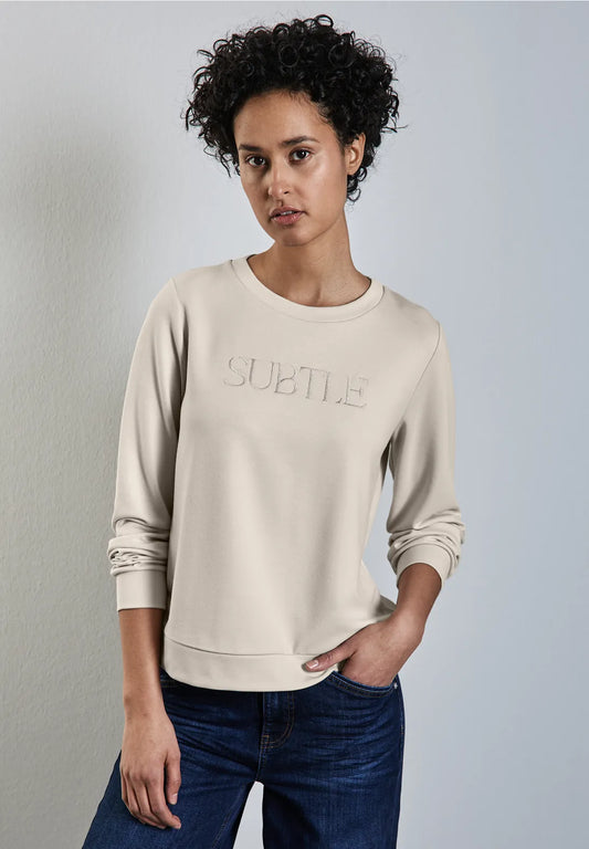 SUDADERA JERSEY CON TEXTO BORDADO