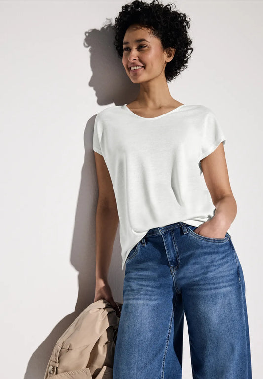 STREET ONE CAMISETA MEZCLA LINO EN BLANCO