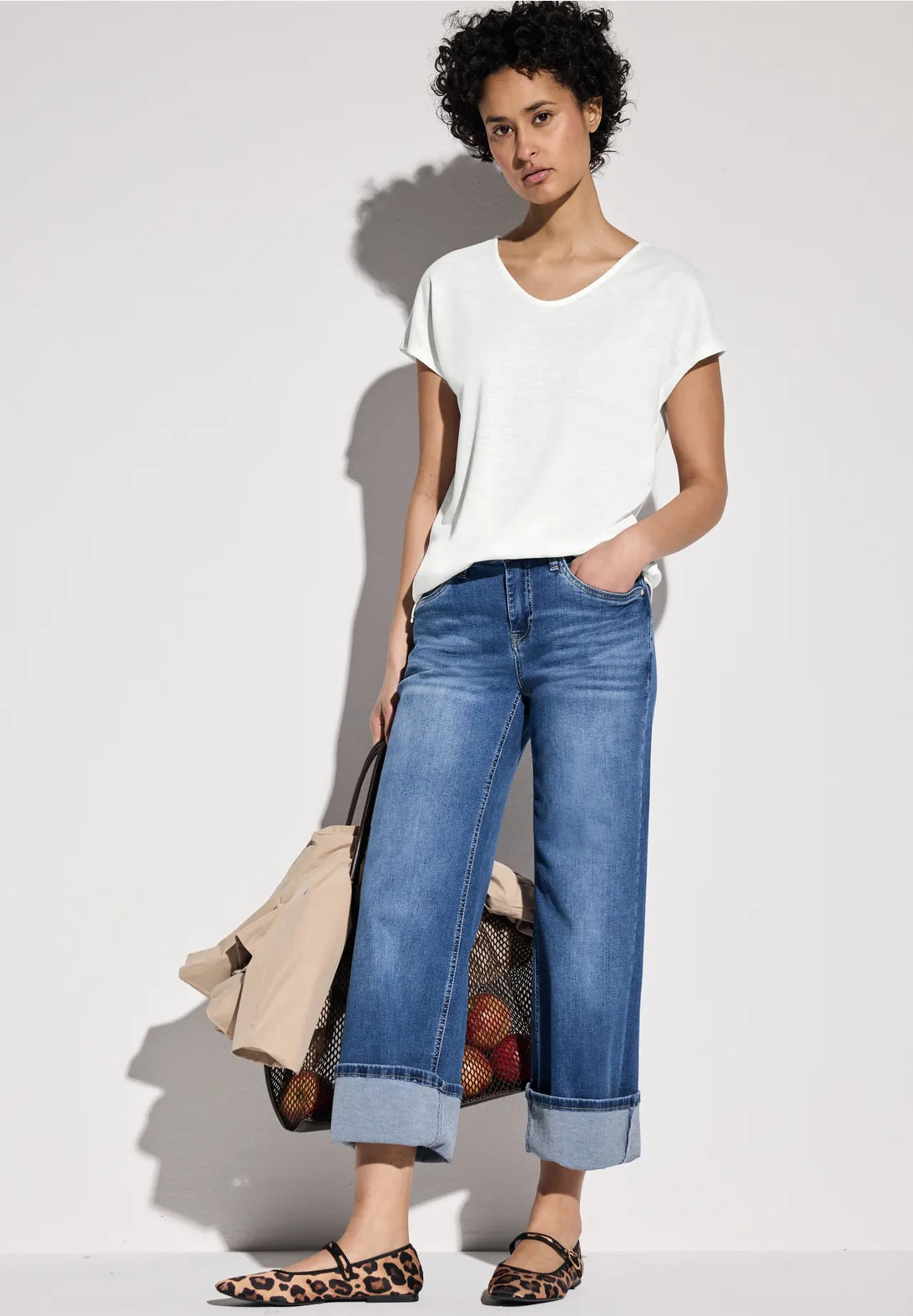 STREET ONE CAMISETA MEZCLA LINO EN BLANCO