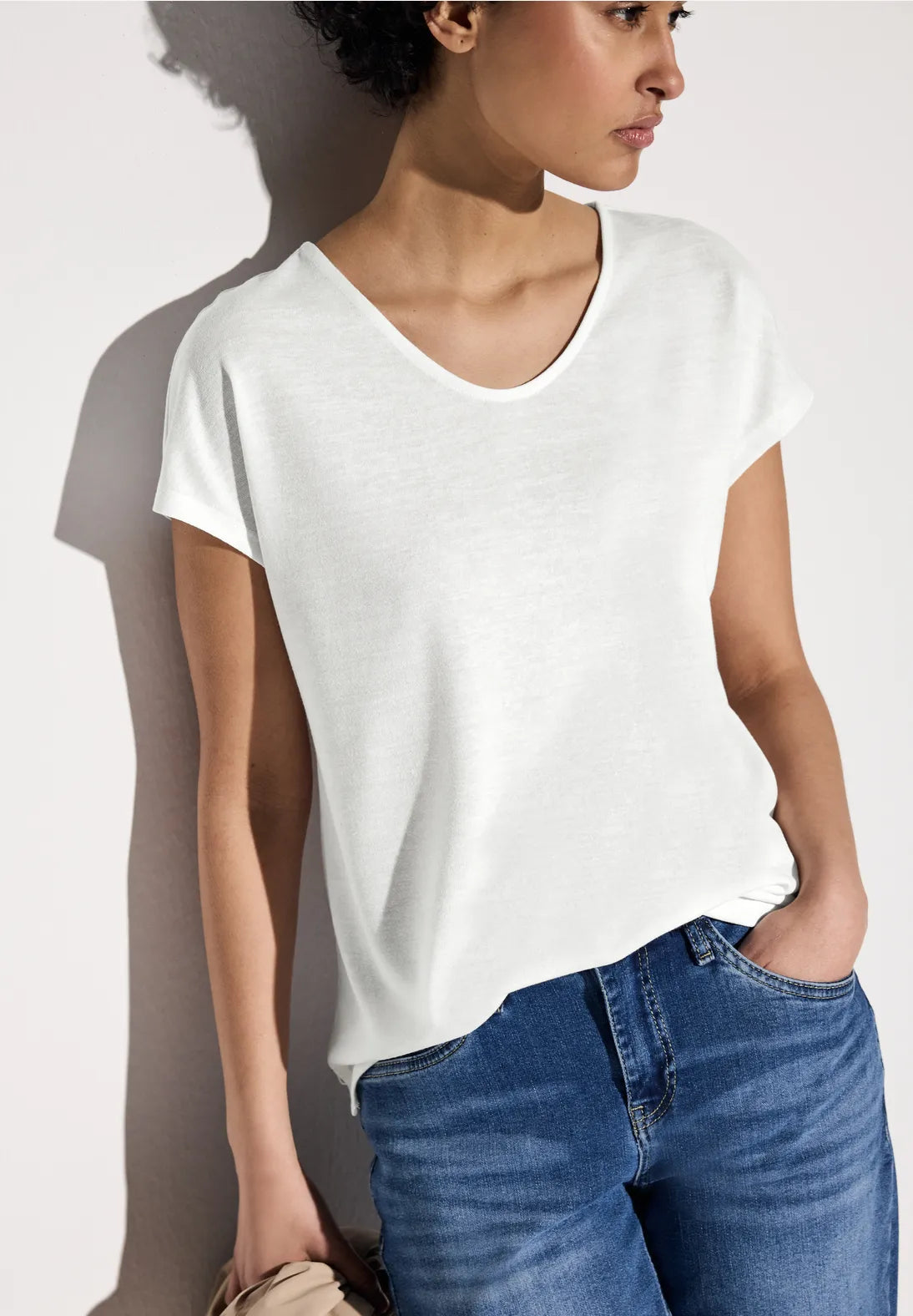 STREET ONE CAMISETA MEZCLA LINO EN BLANCO
