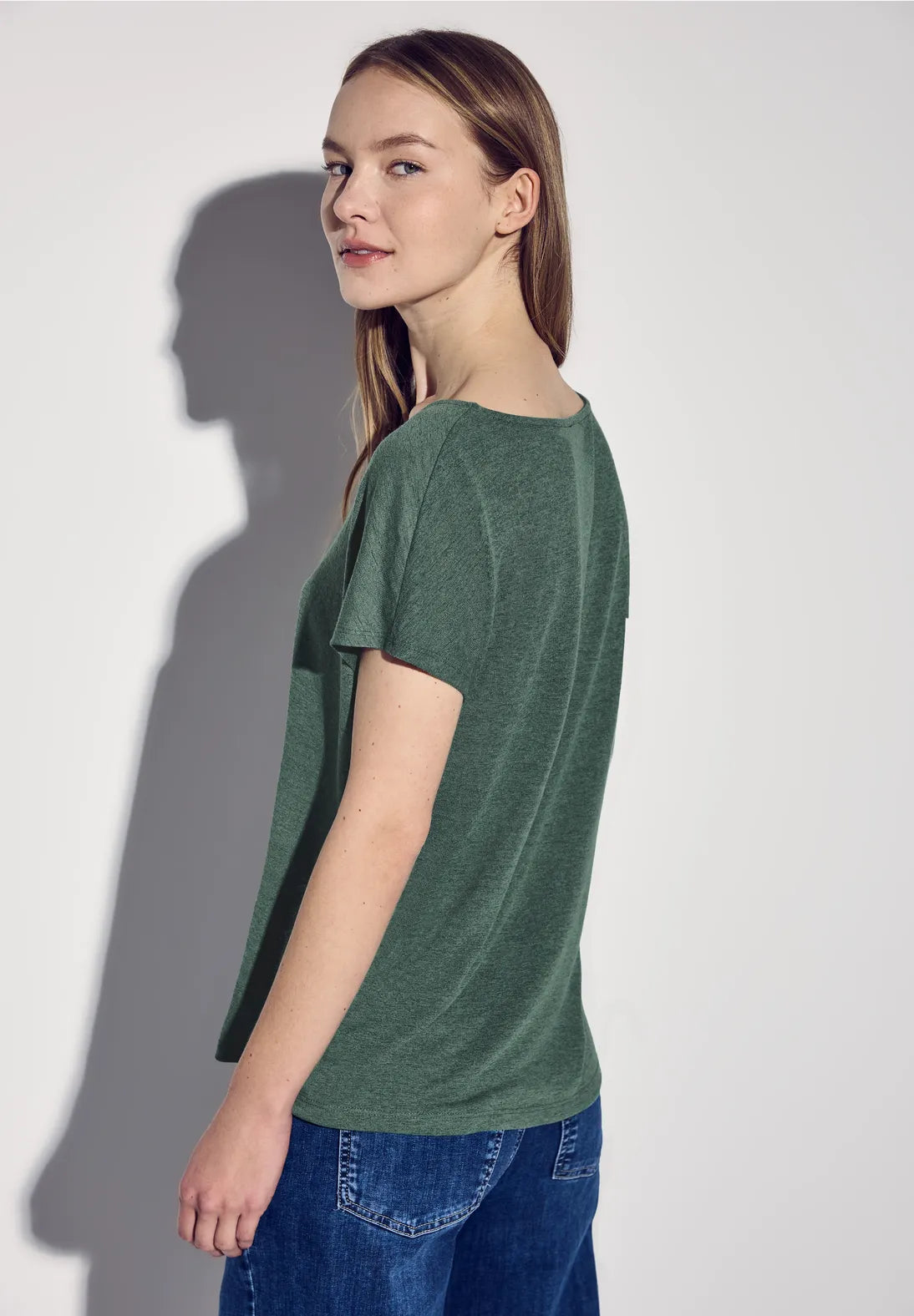 STREET ONE CAMISETA MEZCLA LINO EN VERDE