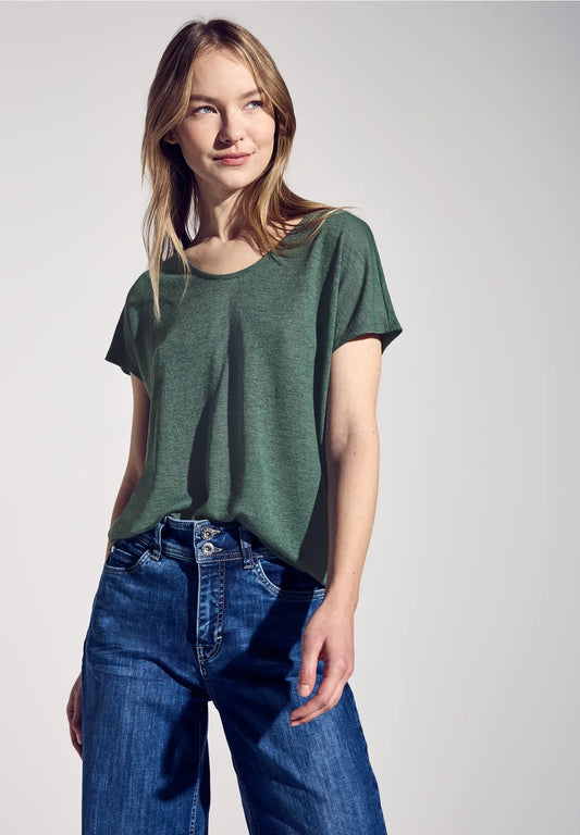 STREET ONE CAMISETA MEZCLA LINO EN VERDE