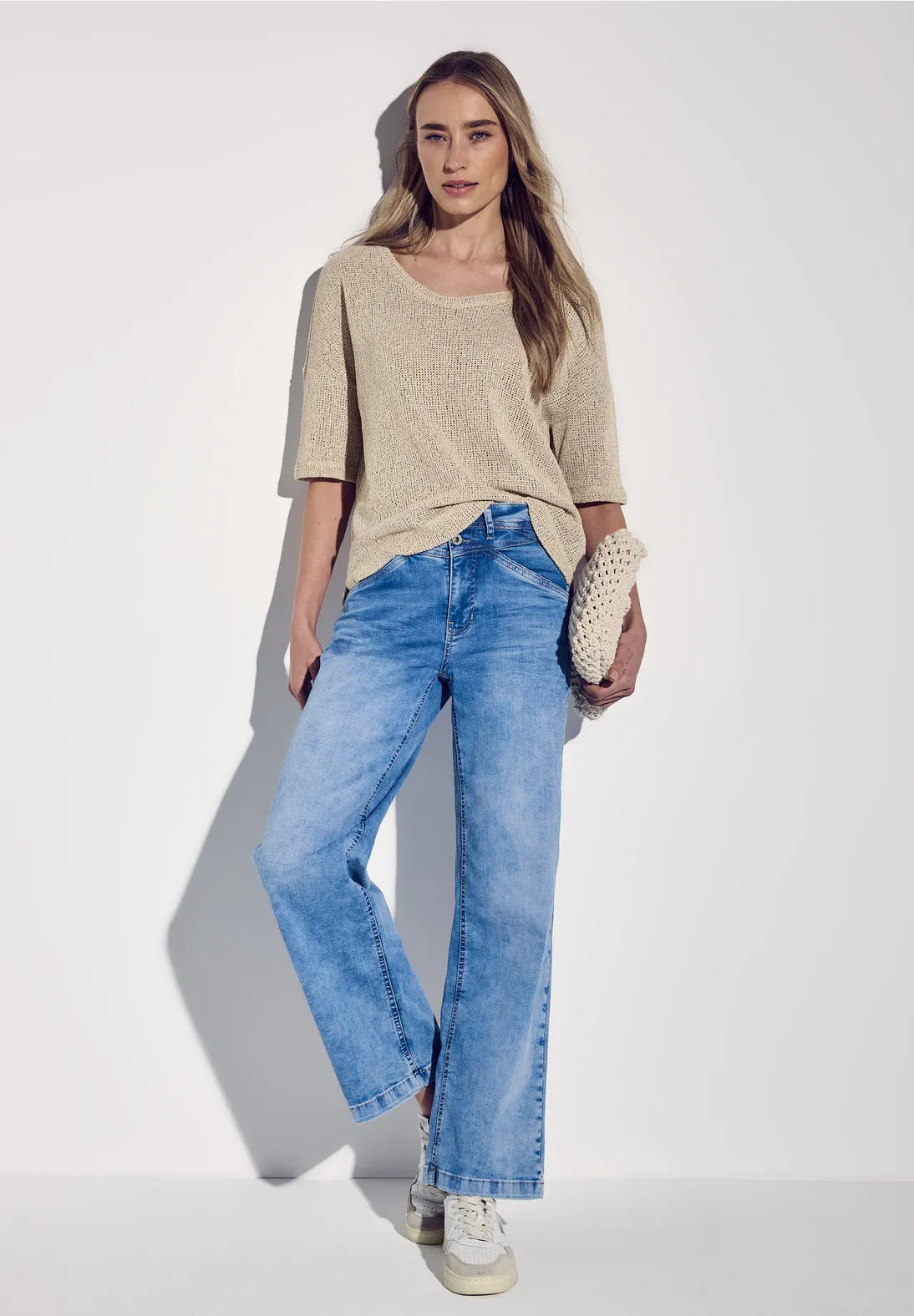 STREET ONE JERSEY CALADO BEIGE TOQUE BRILLANTE