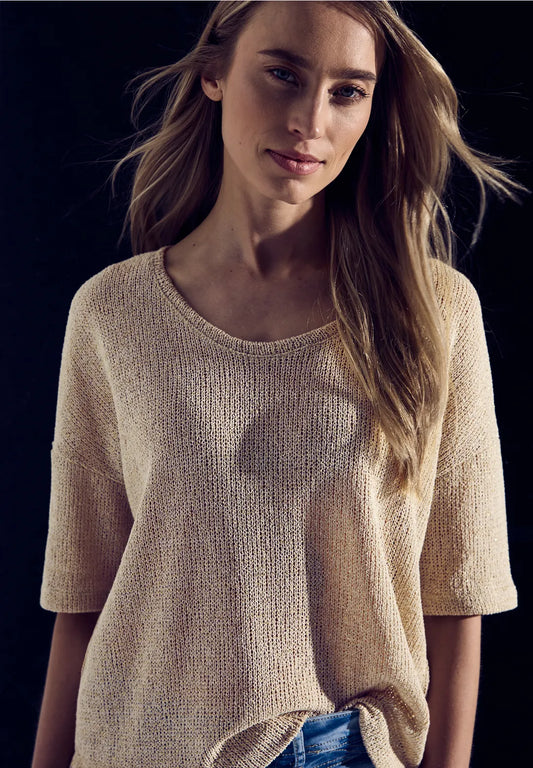 STREET ONE JERSEY CALADO BEIGE TOQUE BRILLANTE