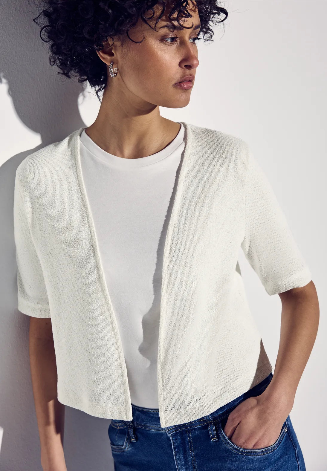 STREET ONE CARDIGAN FINO MANGA CORTA BLANCO