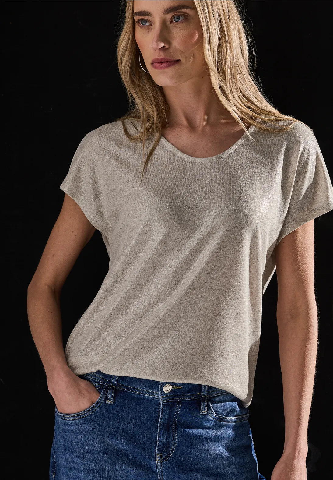 STREET ONE CAMISETA HOMBROS CAIDOS TOQUE BRILLANTE