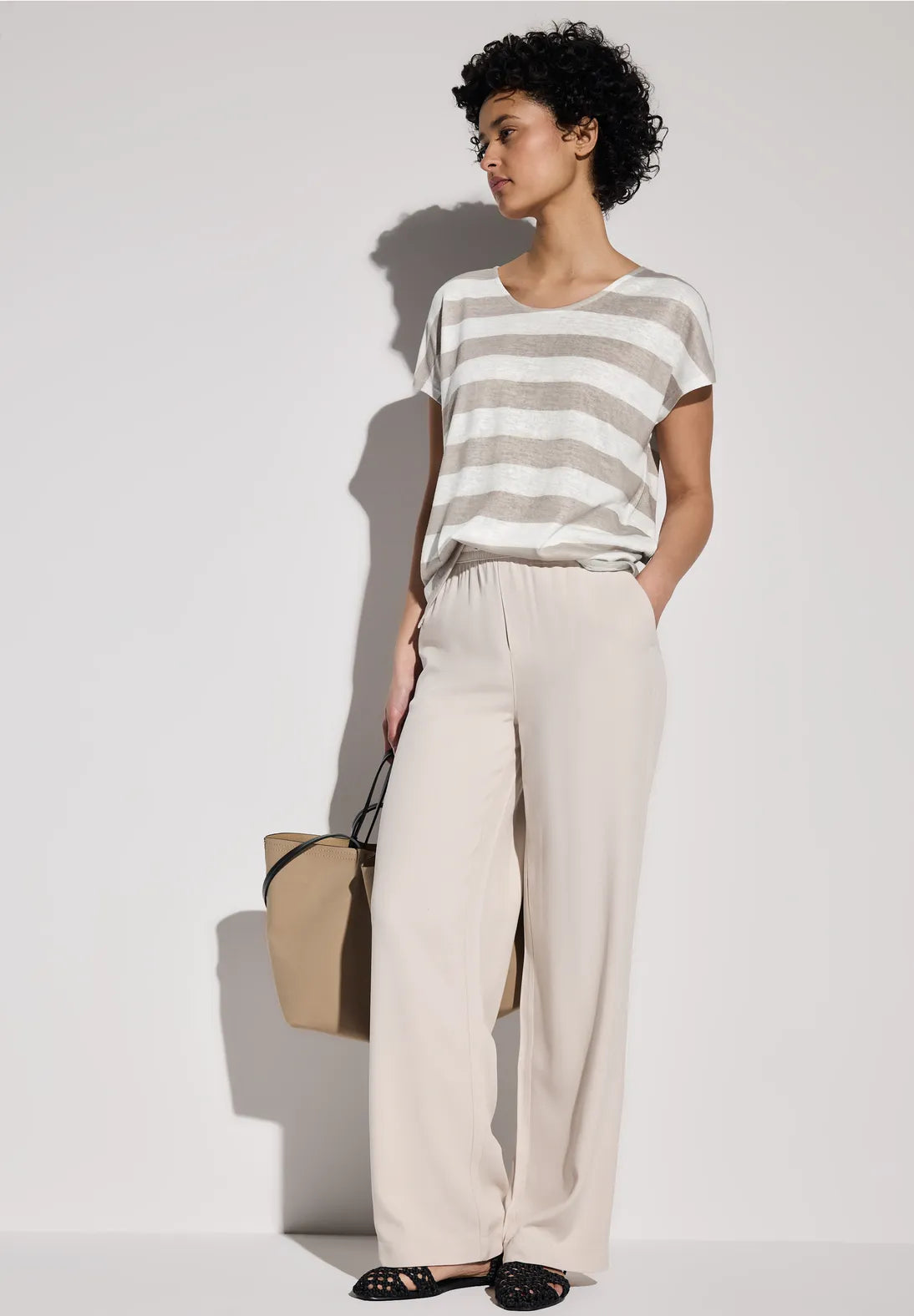 STREET ONE CAMISETA A RAYAS BEIGE