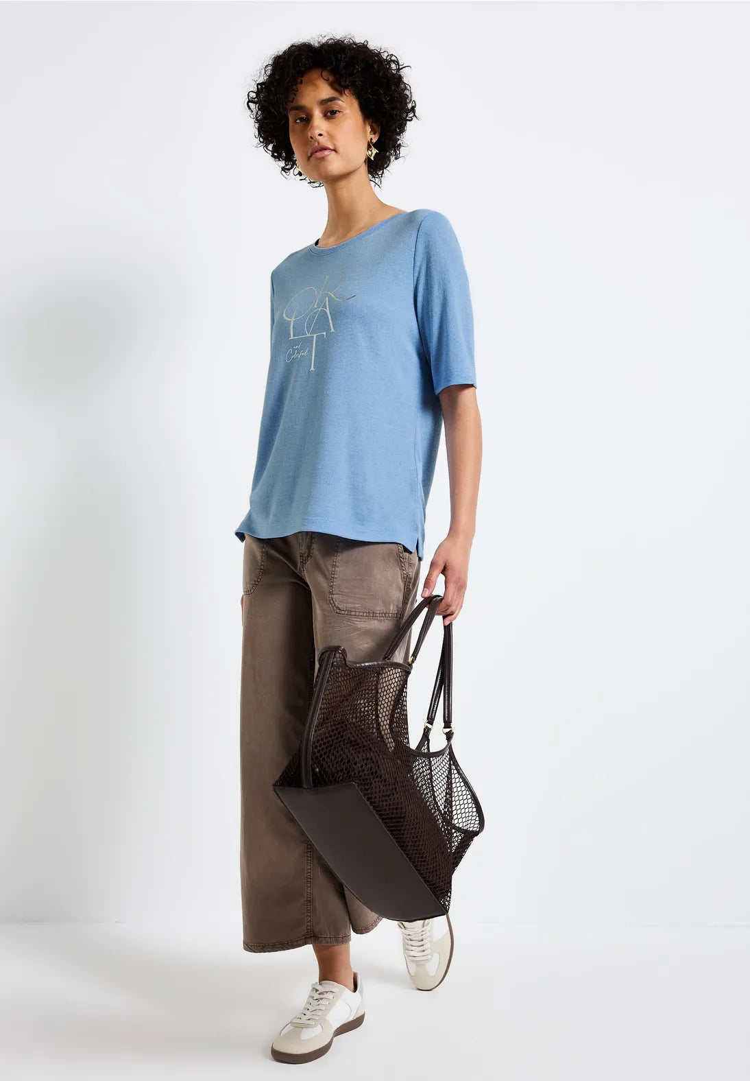 STREET ONE CAMISETA CON TEXTO BRILLANTE CUELLO REDONDO