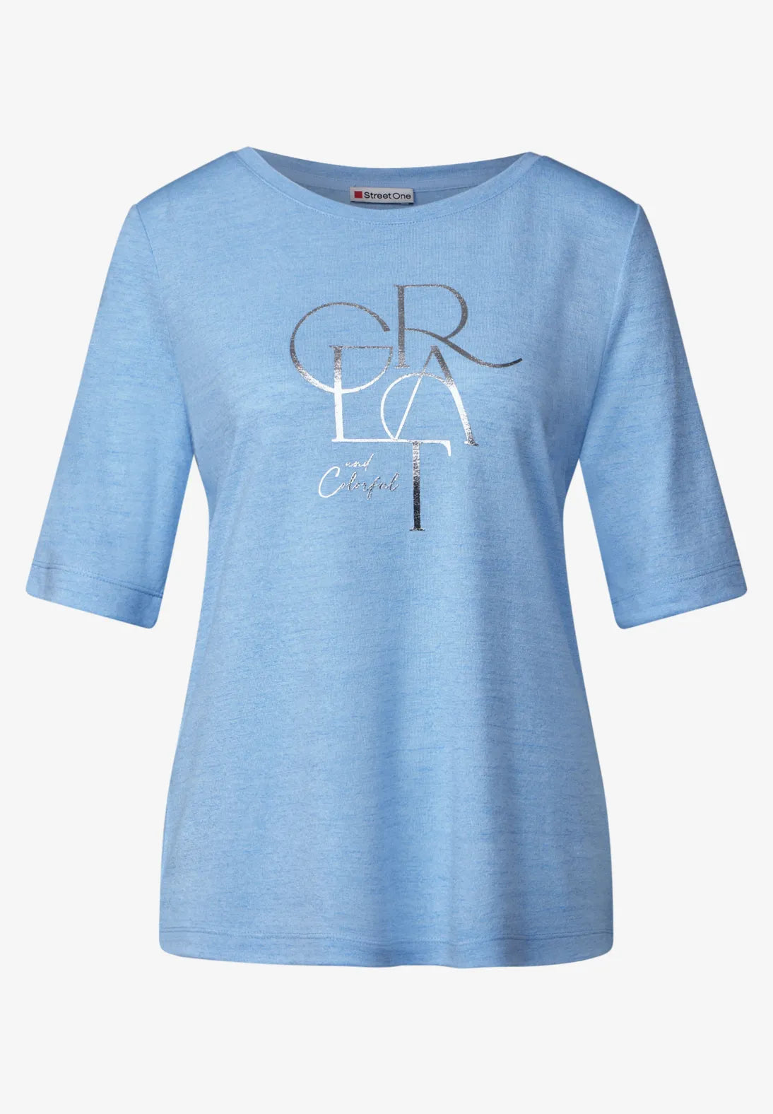 STREET ONE CAMISETA CON TEXTO BRILLANTE CUELLO REDONDO