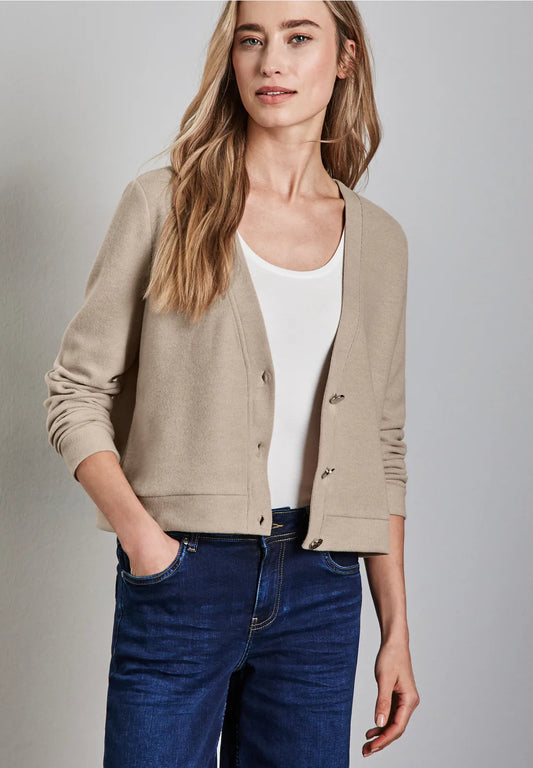 STREET ONE CHAQUETA DE ALGODON CUELLO EN V BEIGE