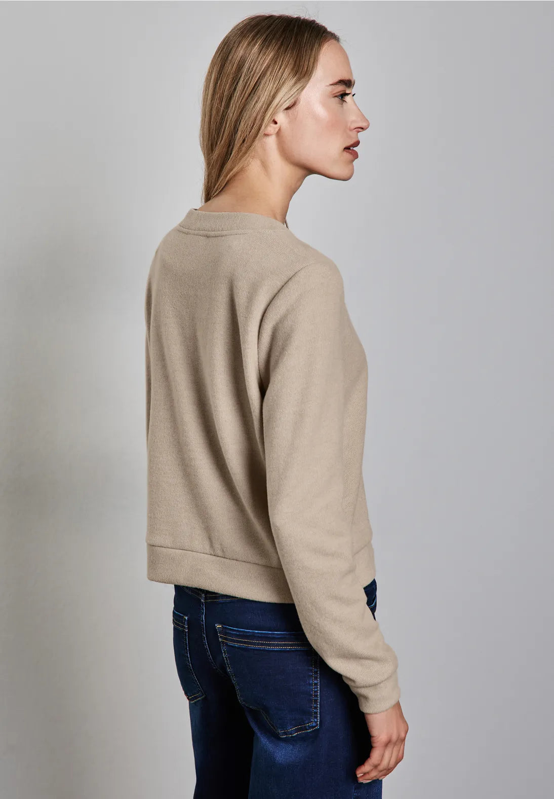 STREET ONE CHAQUETA DE ALGODON CUELLO EN V BEIGE