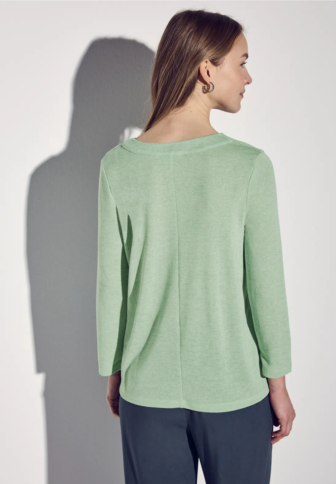 STREET ONE CAMISETA JERSEY DE LINO VERDE CUELLO PICO