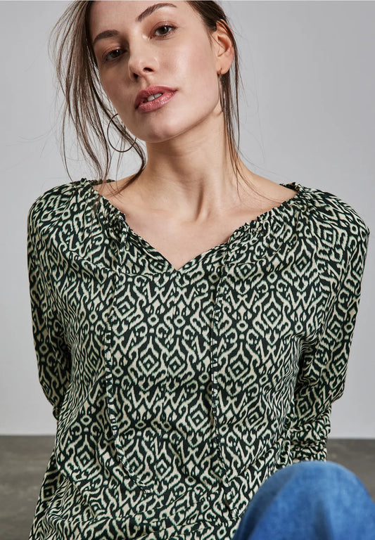 STREET ONE BLUSA ELASTICA ESTAMPADA VERDE