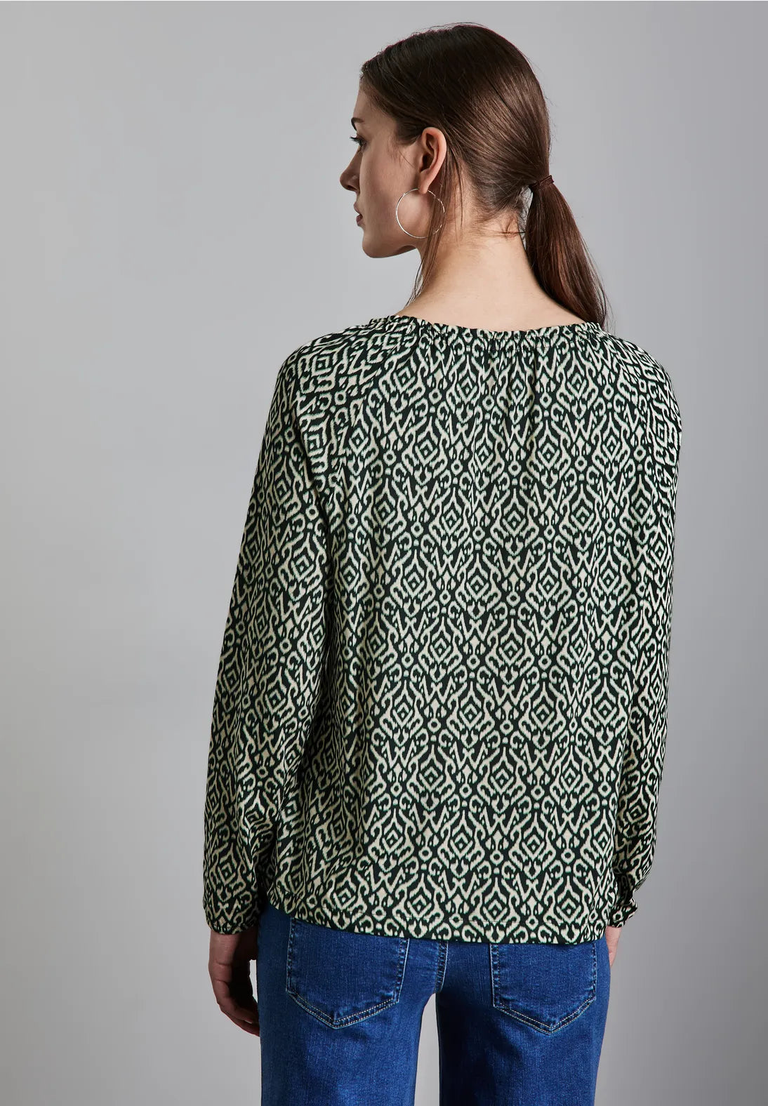 STREET ONE BLUSA ELASTICA ESTAMPADA VERDE