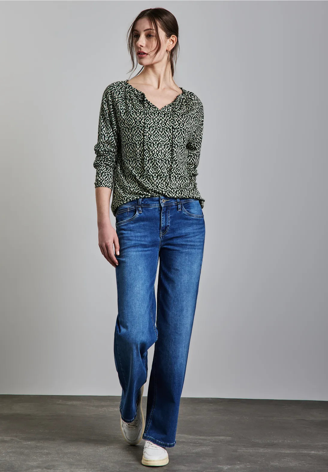 STREET ONE BLUSA ELASTICA ESTAMPADA VERDE