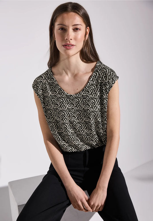 STREET ONE CAMISETA NEGRA ESTAMPADA DE TIRANTES