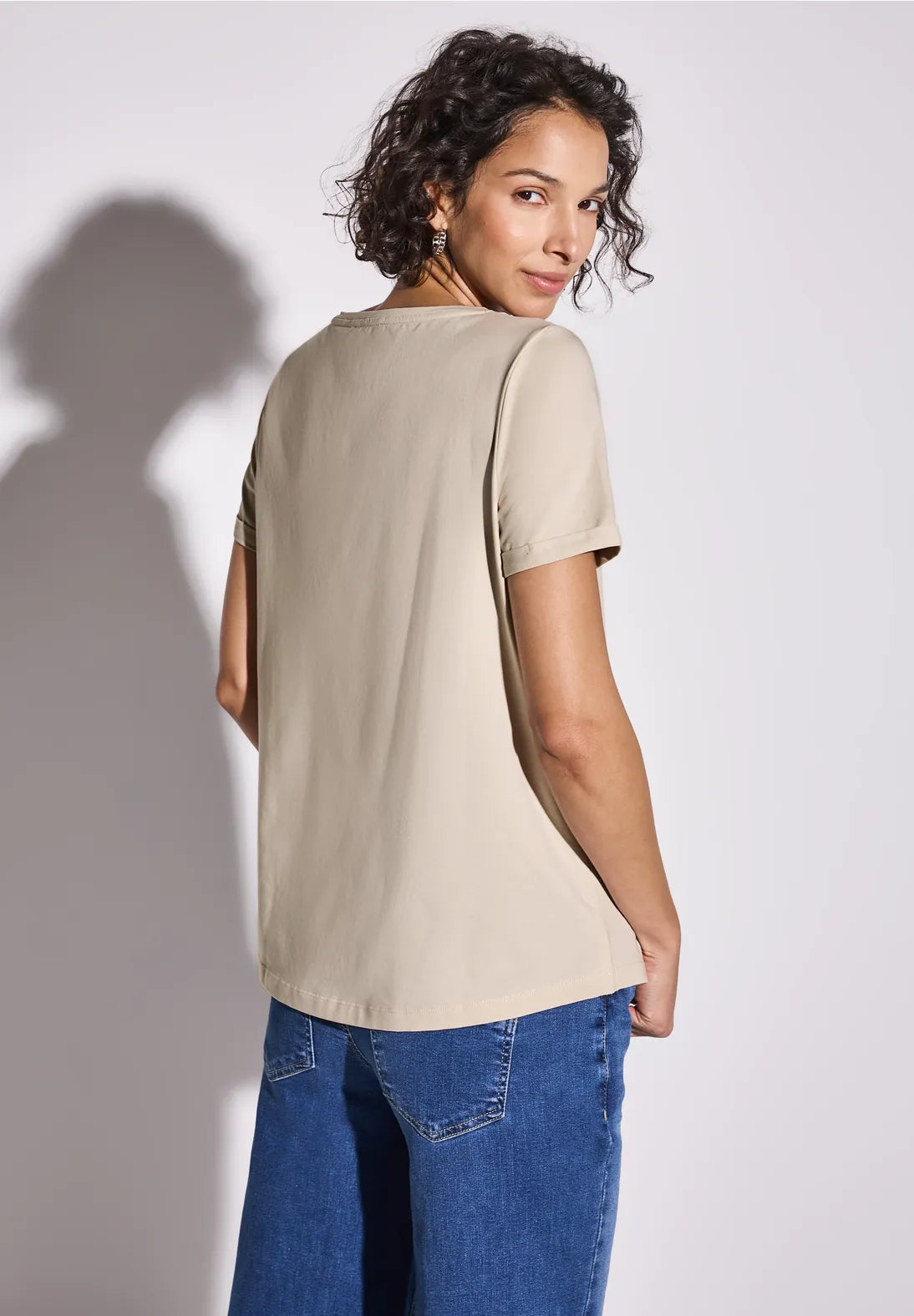 STREET ONE  CAMISETA BEIGE DE ALGODON CON PRINT