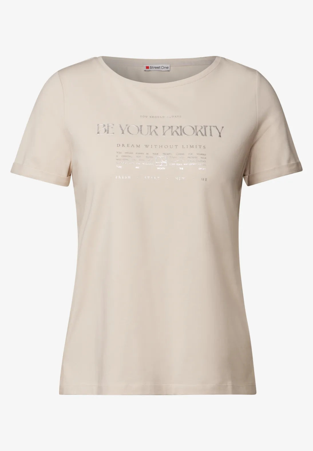 STREET ONE  CAMISETA BEIGE DE ALGODON CON PRINT