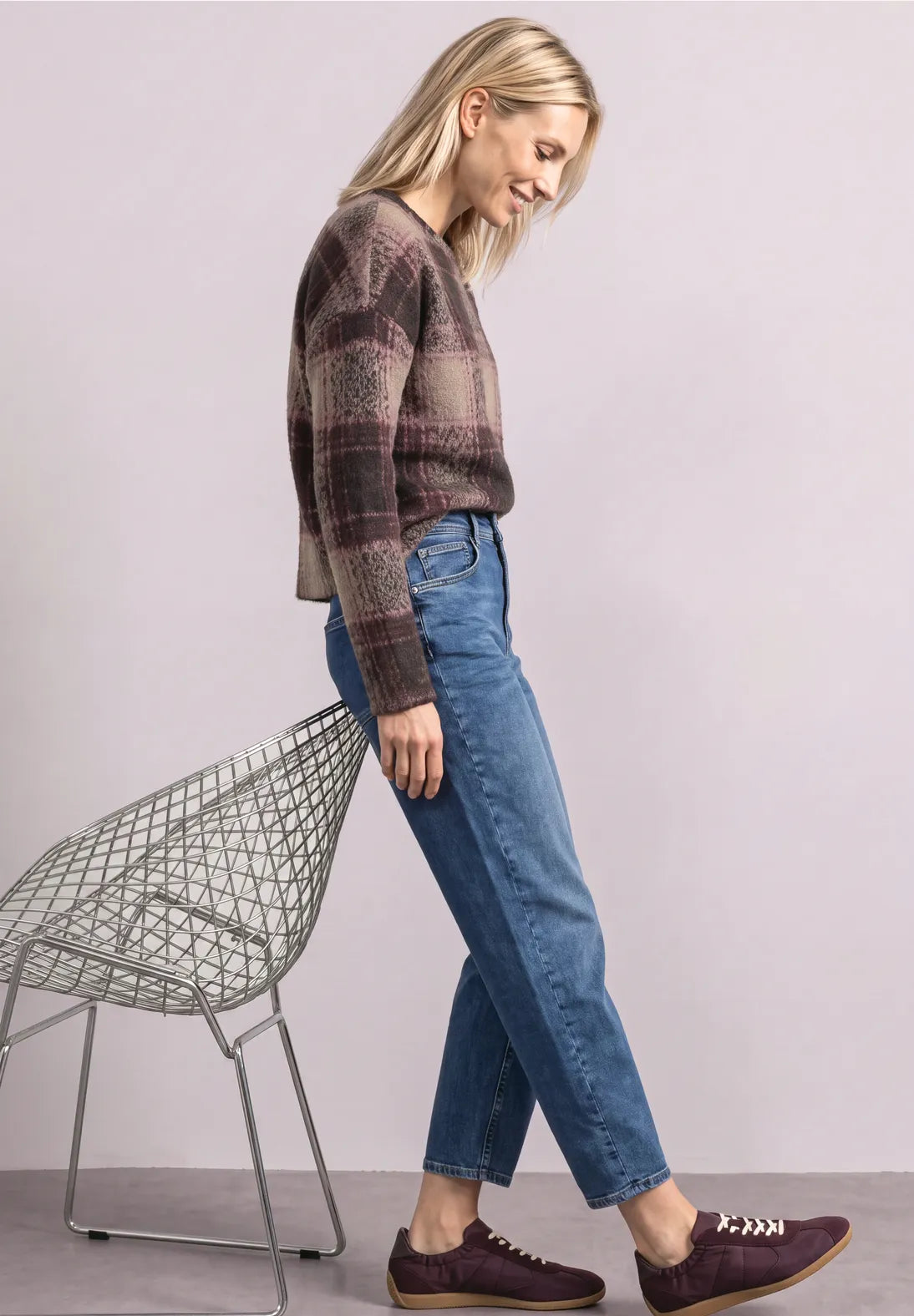 JERSEY DE HILO DE PLUMAS A CUADROS STREET ONE