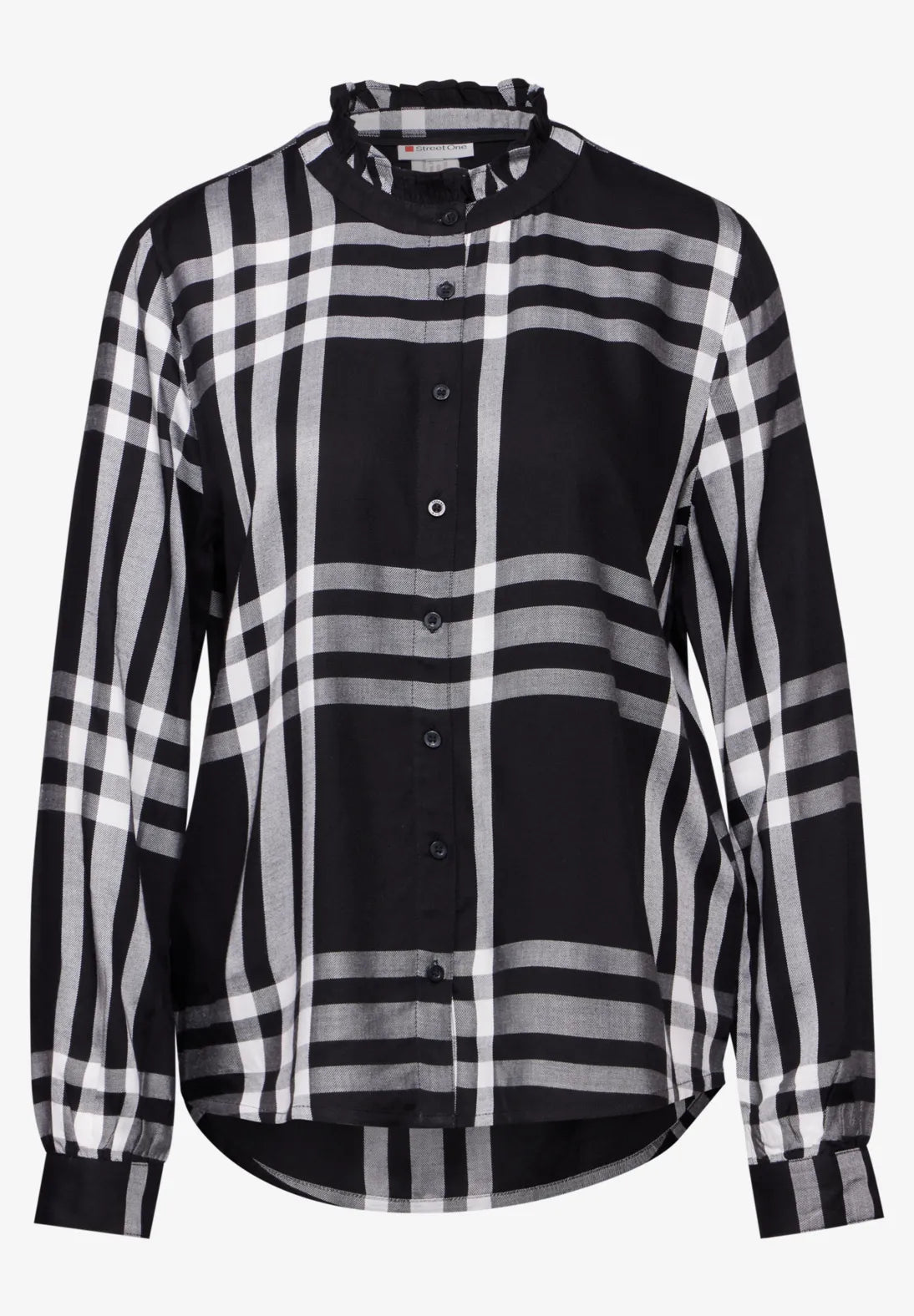 BLUSA CUADROS BLANCA ESCOTE REDONDO