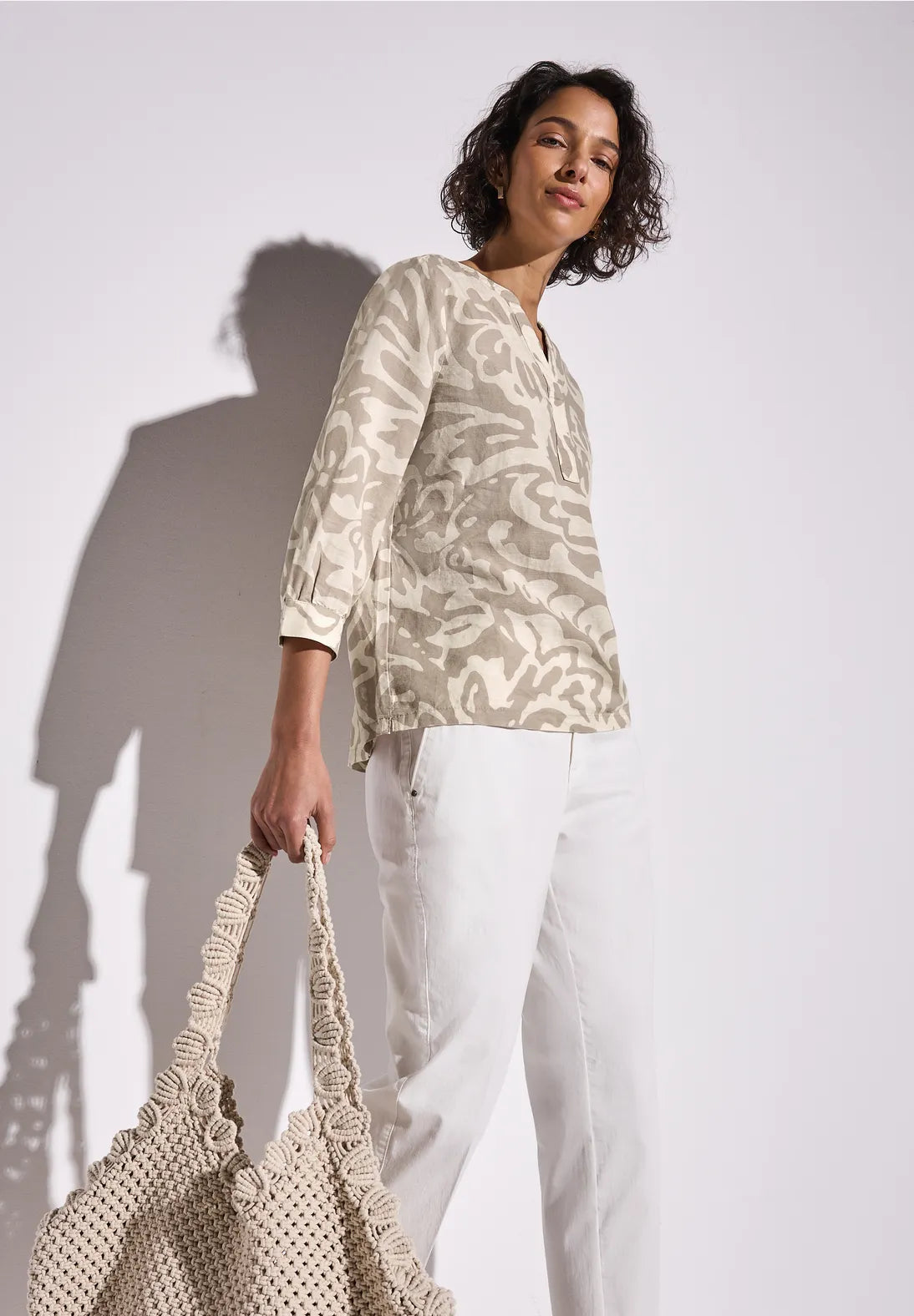 STREET ONE  BLUSA LINO ESTAMPADA