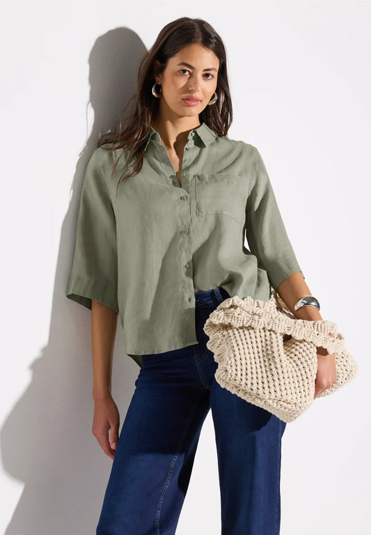 STREET ONE  BLUSA LINO VERDE