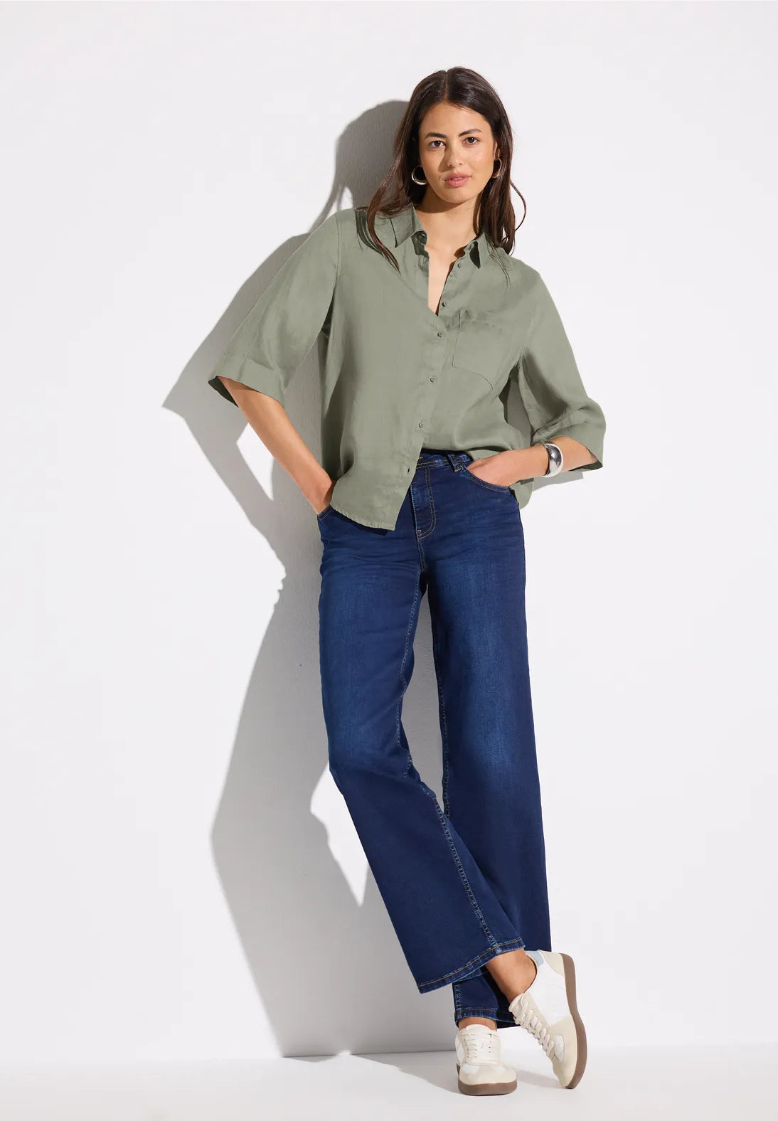 STREET ONE  BLUSA LINO VERDE