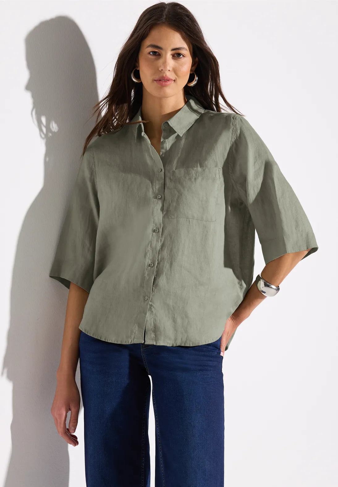 STREET ONE  BLUSA LINO VERDE