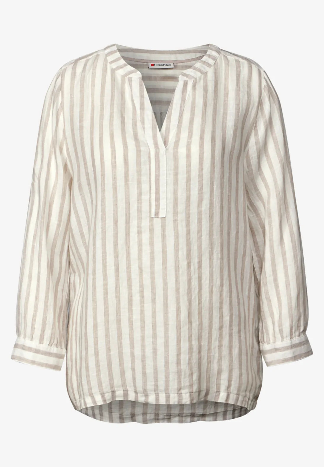 STREET ONE BLUSA LINO A RAYAS BEIGE
