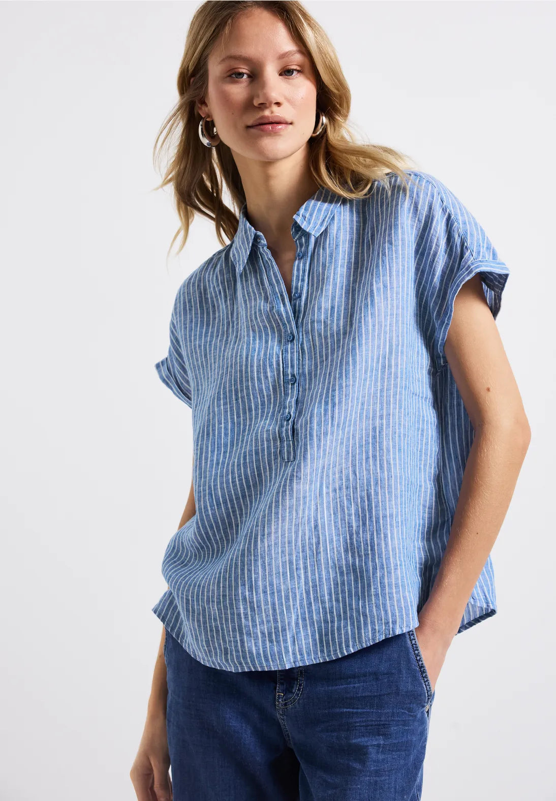 STREET ONE BLUSA LINO RAYAS