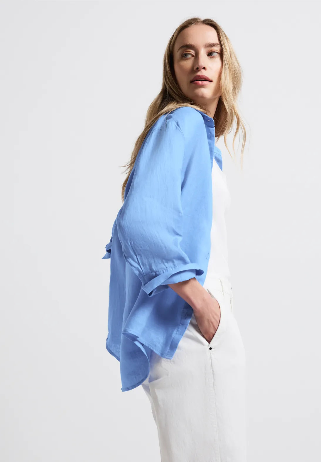 STREET ONE BLUSA LINO AZUL