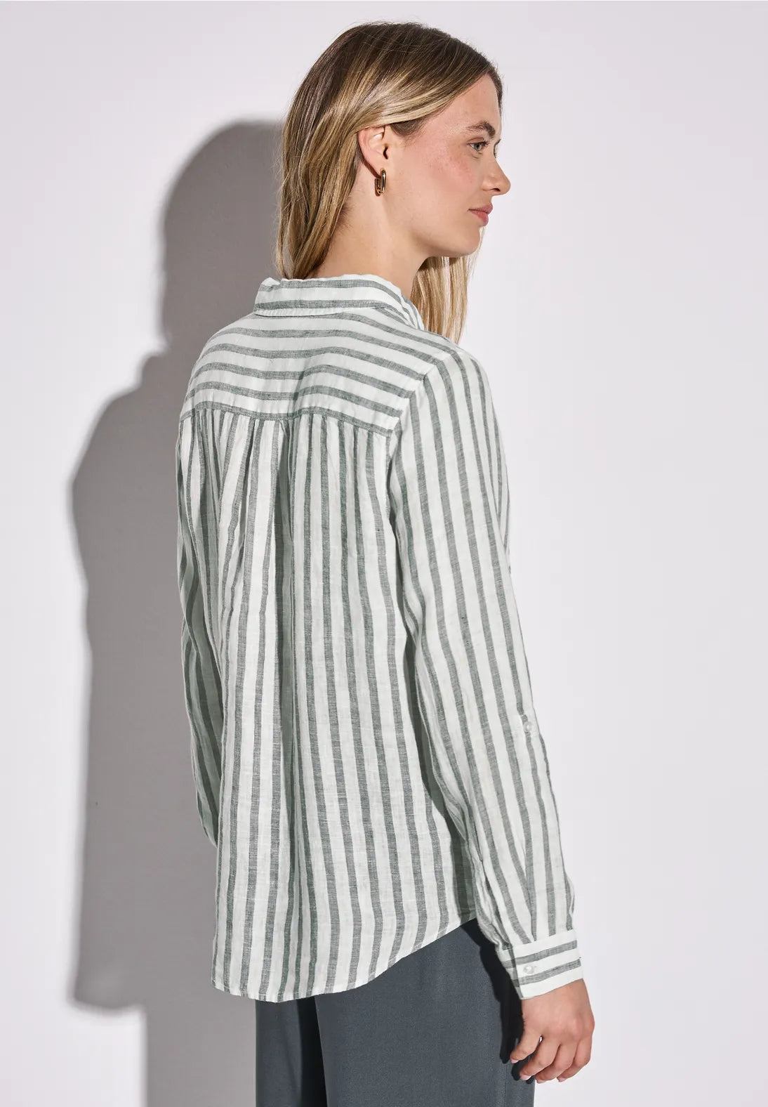 STREET ONE  BLUSA DE LINO CAMISERA A RAYAS