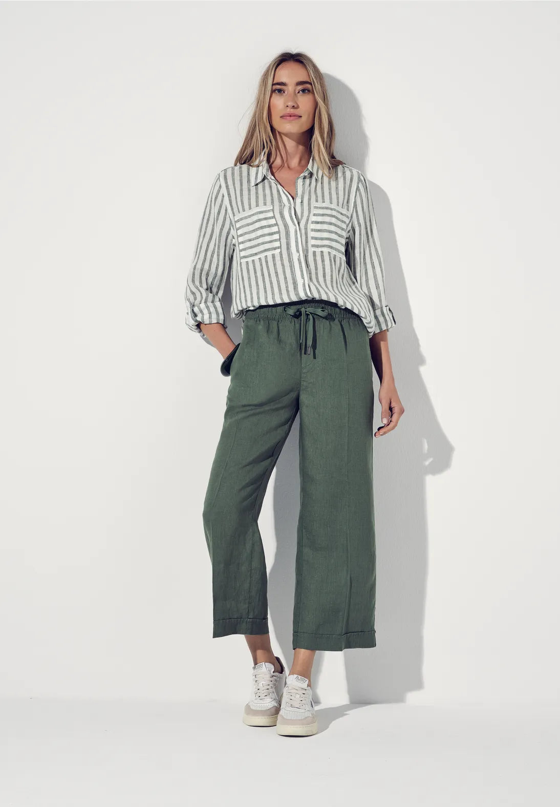 STREET ONE  BLUSA DE LINO CAMISERA A RAYAS