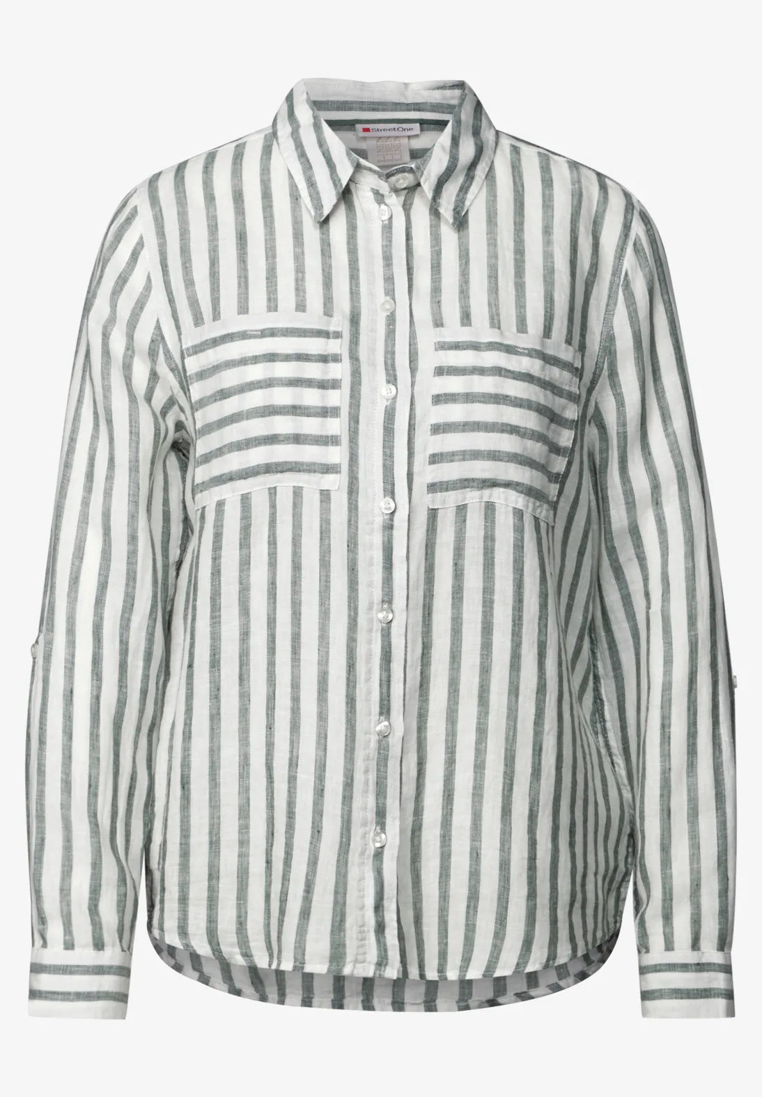 STREET ONE  BLUSA DE LINO CAMISERA A RAYAS